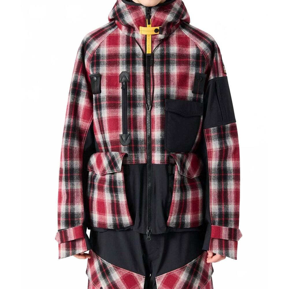 NEW PARAJUMPERS amak ski jacket in red-black-grey-white